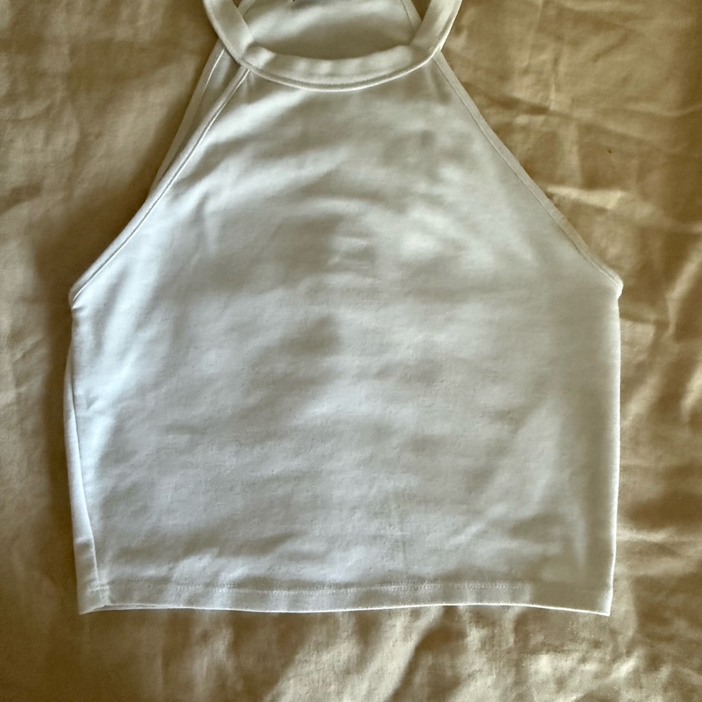 Zara White Halter Crop Top